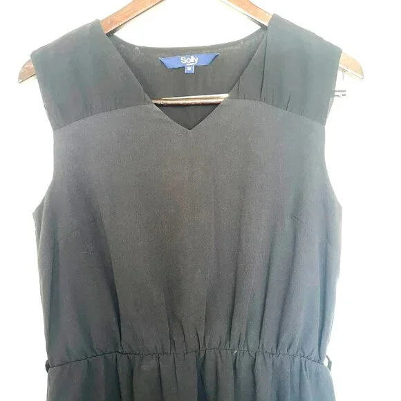 Allen Solly Women's Black Sleeveless Midi Dress Size M - Elegant Casual Summer - Picture 4 of 11